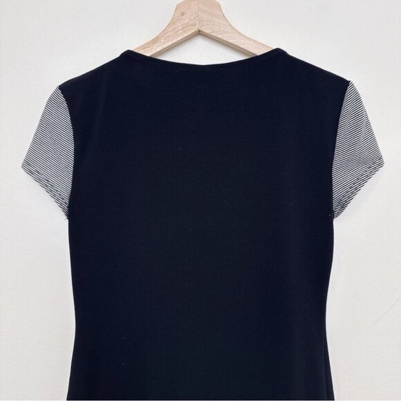 Joseph Ribkoff Womens 8 Button Neck Short Sleeve Stretch Tshirt In Black Color - Picture 9 of 11